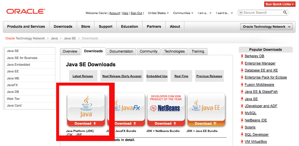 Pack d'installation du JDK